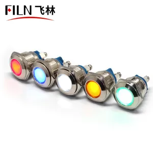 FILN-luces indicadoras de motocicleta iluminadas, señal de giro Led con dos pines de tornillo, 220V, 110V, 16MM, rojo y amarillo