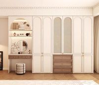 Armoire en bois de luxe léger pour chambre à coucher, placard de rangement simple à portes battantes avec tiroirs