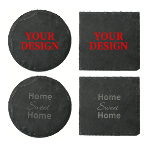Posavasos de <span class=keywords><strong>Pizarra</strong></span> al por Mayor, Posavasos Redondos Negros, Juego de Posavasos de Piedra, Bases para Grabado Láser con Fondo Antiarañazos - Product Image 1