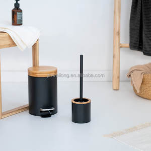 Home 12L Pedal Bin With Bamboo Lid &amp; Pedal Metal <strong>Trash</strong> <strong>Can</strong> Garbage Bin Kitchen Toilet Washing Room - Product Image 6