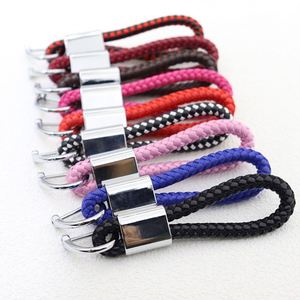 Custom Leather Braided <b>Rope</b> Keychain High Quality Hand-woven PU Leather Pendant with Car Brand LOGO Metal Keychain Wholesale - Product Image 2