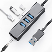 Adaptateur USB 3.0 vers RJ45 Ethernet, carte réseau, avec HUB USB 3.0, pour MAC PC, ordinateur portable et plus