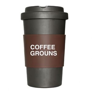 แก้วน้ำแบบพกพา Zero Waste Recycle Grounds ขนาด 15 ออนซ์ สำหรับเครื่องดื่มกาแฟร้อนและเย็น ทำจากวัสดุชีวภาพ PLA ใช้ซ้ำได้ พร้อมฝาปิด - Product Image 1