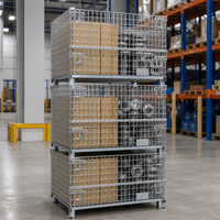 Conteneur en treillis métallique empilable à 4 niveaux, gain de place, durable, avec entrée 4 directions, pour entrepôt d'usine
