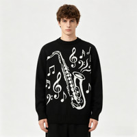 Pull en laine jacquard à motif graphique personnalisé OEM, pull de luxe pour homme, pull de marque de créateur