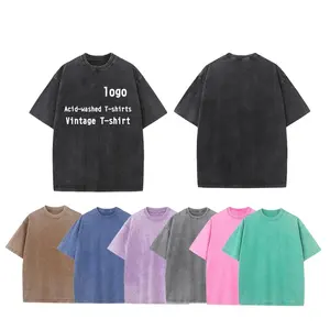 Tùy Chỉnh Thêu In Ấn Mùa Hè T Áo Sơ Mi Axit Rửa T-Shirt Bán Buôn Trống Đau Khổ Rửa Áo Phông Logo