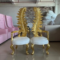 Chaise de mariage de luxe en or chaise de trône de roi reine à dossier haut chaise de mariée et de marié