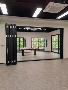 알루미늄 유리 접이식 도어 디자인 수평 이중 접이식 도어 접이식 도어 하드웨어 - Product Image 4