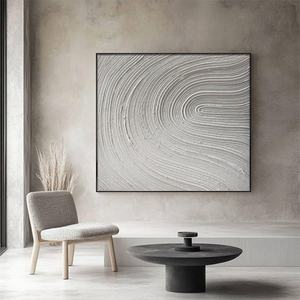 Pintura al Óleo Pintada a Mano sobre Lienzo, Pintura Abstracta Minimalista con Textura 3D, Estilo Beige, Arte de Pared, Pintura Decorativa Grande - Product Image 1