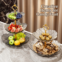 Luxe meerlaags fruitplateau, dessert- en snoepplateau met gouden kroonhandvat voor bruiloften, thuis en afternoon tea