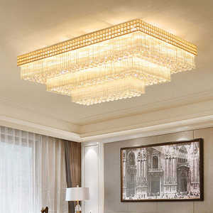 Luces de techo rectangulares LED montadas en superficie iluminación de araña de techo de cristal para sala de estar - Product Image 4