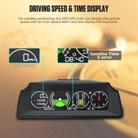 AUTOOL X90 GPS Vitesse PMH KMH Inclinomètre Boussole de voiture HUD Angle d'inclinaison Protractor Horloge Latitude Longitude