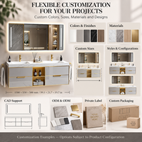 Meuble-lavabo de salle de bain moderne suspendu en marbre, ensemble double vasque avec lavabo et miroir LED pour projets hôteliers