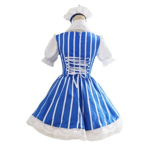 Maid Outfit Blue White Striped Dress Cosplay Costume For Anime Game Role Playing Women Adult Size One Size - Product Image 5
