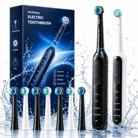 Brosse à dents électrique rotative à tête ronde étanche IPX7, brosse à dents électrique intelligente rechargeable pour adultes, brosse à dents sonique électrique