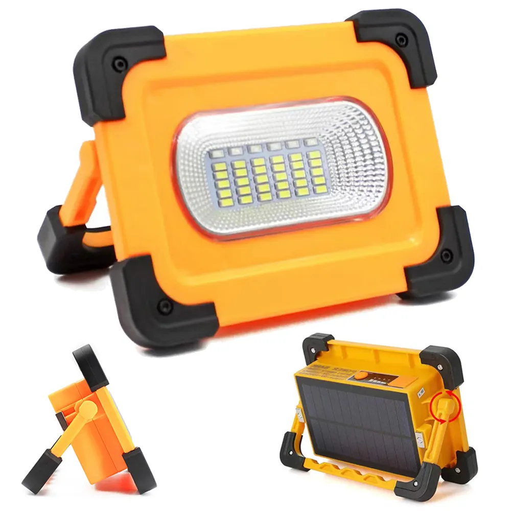 Solar LED Rechargeable Work Light Waterproof USB Outdoor Flood Hiking Camping Lighting Hand Lamp Solar Portable Led Work Lights