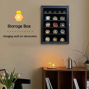 Anpassbare Größe Medaillen Münz vitrine Shadow <span class=keywords><strong>Box</strong></span> Cabinet mit abnehmbaren Regalen Filz Hintergrund Anzeige Abzeichen & Auszeichnungen - Product Image 4