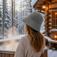 Chapeau de sauna en laine fait main avec broderie, bonnet de sauna en feutre écologique, protection thermique épaissie pour hammam et banya