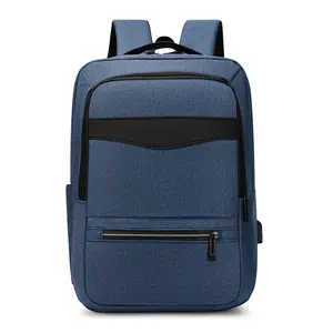 New Trend Oxford Waterproof Bag Fashion Backpack Office Computer Bag Laptop Backpack Pure Color Backpack Bag With USB