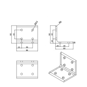 Personnalisation série 50100 8 trous à l'intérieur du support d'angle Fabrication CNC Aluminium Angle de connexion verticale #6161 - Product Image 2