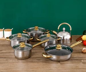 Nấu các sản phẩm thiết lập giá rẻ Trung Quốc đồ nấu nướng với Fry Pan súp nồi 12 cái thép không gỉ Cookware Set với Ấm đun nước - Product Image 5