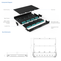 OTRANS FTTH Telecom 1U 19" 12 modules MPO Panneau de brassage fibre optique pré-terminé à fusion directe en matériau SPCC noir ISO9001