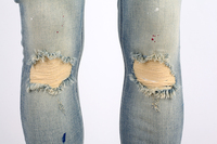 Bord Demin personnalisé peint goutte à goutte éclaboussures jean lavé déchiré Vintage maigre hommes jean Denim blanchiment
