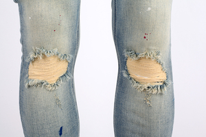 Edge Demin Custom Painted <strong>Drip</strong> Splatter <strong>Jeans</strong> Washed Ripped Vintage <strong>Skinny</strong> Men <strong>Jeans</strong> Denim Bleaching - Product Image 4