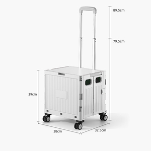 12 tigre du zodiaque chinois chariot de marché pliant gain de place chariot à 4 roues chariots pliables en plastique blanc gris avec roues - Product Image 6