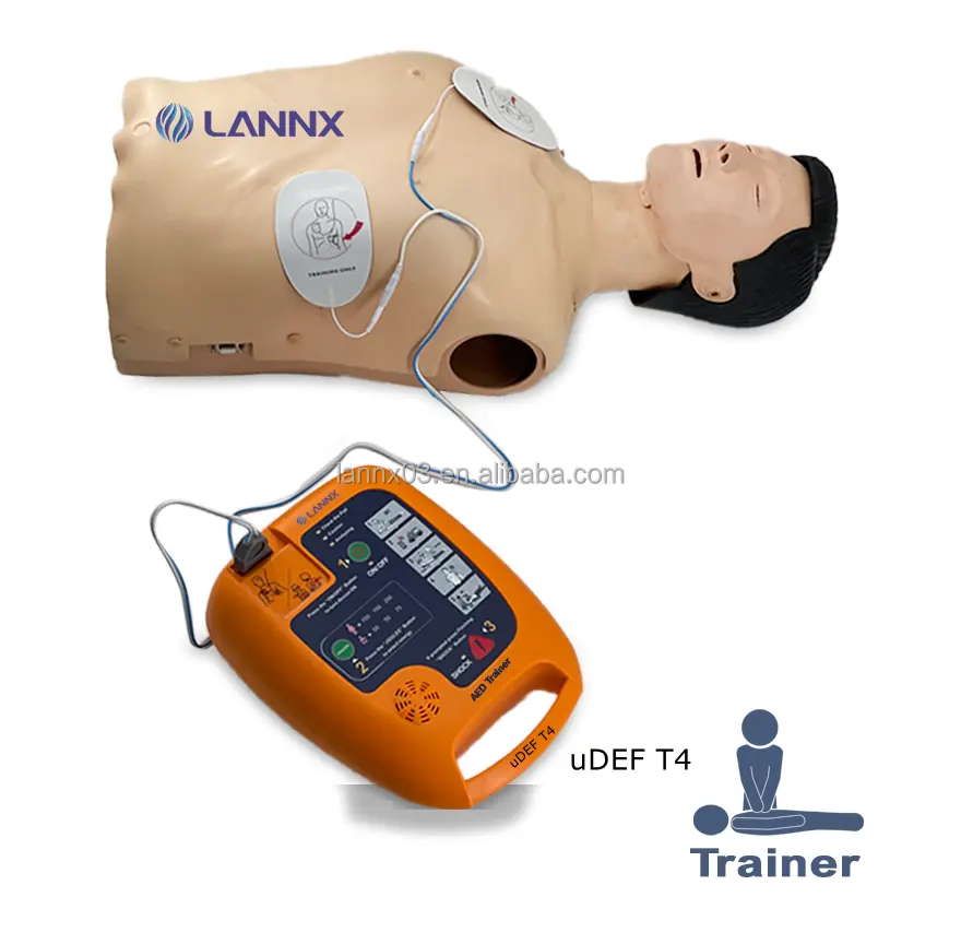 LANNX uDEF T4 מקצועי עזרה ראשונה רפואית נייד AED מאמן אוטומטי דפיברילטור חיצוני Cpr אימון AED מאמן