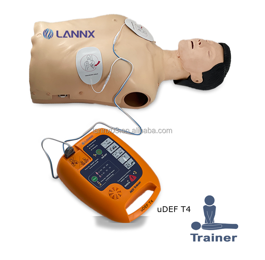 LANNX uDEF T4 Professional Medical First-Aid Portable AED Trainer Automated External Defibrillator Cpr Training AED Trainer