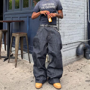 Manufacturer Clothing Custom Straight Wide Leg Cowboy Boot Cut <strong>Red</strong> Salvage Raw Japanese Selvedge Denim Pants Baggy <strong>Jeans</strong> for <strong>Men</strong> - Product Image 3