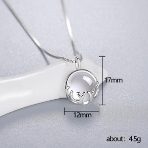 Collana con ciondolo a forma di corna di cervo color pietra di luna per donna, catena lunga per maglione, gioielli alla moda - Product Image 5