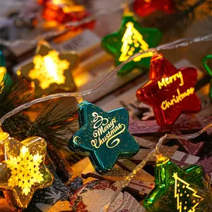 Christmas Star String Light Decoration Waterproof Battery Red Green Ball For Holiday Lighting Decor