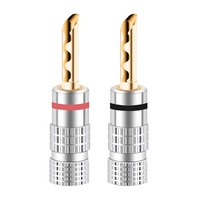 Connecteur banane BFA Gear plaqué or 24 carats en laiton 4 mm pour câble de haut-parleur HIFI