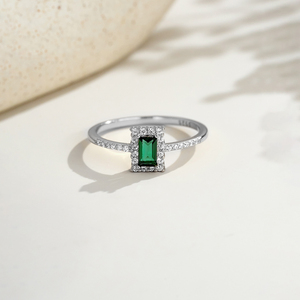 Cincin Perak FUAMAY untuk Pria 925 Cincin Halo Baguette Hijau Cincin Perak Arab <span class=keywords><strong>Saudi</strong></span> 7 Hari Cincin dalam Perak 925 - Product Image 3