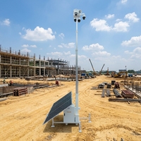 Torre Móvil Solar para Cámaras de Seguridad Exterior con Remolque, Fácil Instalación, Grabación 24/7, Detección de Movimiento, Impermeable IP66, Mástil de 9M, Cabrestante Eléctrico