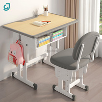 Escritorios Escolares Grandes con Silla de Esponja para Niños, Mesa de Estudio con Altura Ajustable, Muebles Escolares de Madera, Conjunto de Escritorio y Silla para Estudiantes