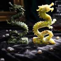 Vente en gros de sculptures de dragons en jade naturel, pierres semi-précieuses, statues de dragons chinois en jade Xiuyan pour la décoration de la maison