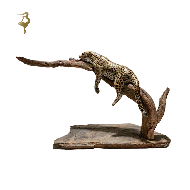 Life Size Bronze Brass Leopard Cheetah Panther Statue