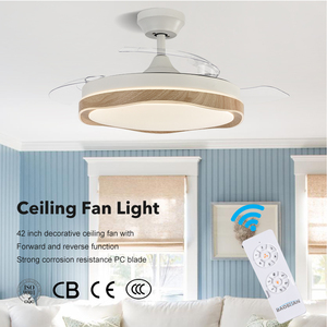 Ventilateur de plafond rétractable à LED avec télécommande BLDC de 42 pouces, lames cachées, avec lumière - Product Image 3