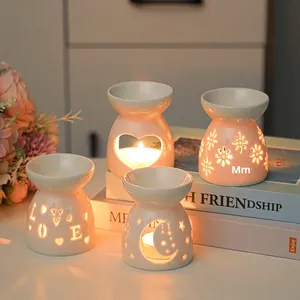 Brûleur en céramique exclusif ajouré pour huiles essentielles, artisanat domestique, emballage boîte en papier B110 - Product Image 1