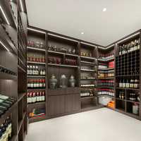 Meuble de rangement pour vin et spiritueux, style moderne personnalisé, en bois massif et acier inoxydable, réglable