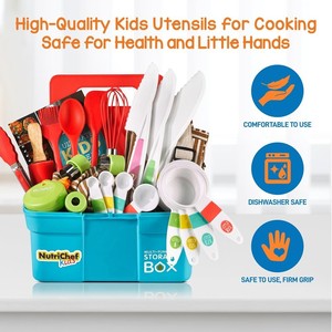 Kids Cooking and <strong>Baking</strong> Supplies <strong>Gift</strong> <strong>Set</strong> with Storage Container and Apron for Girl Boy Kitchen Pretend Play - Product Image 3