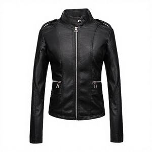 Chaqueta de Motociclista de Cuero PU Ajustada para Mujer – Abrigo Impermeable y Cortavientos para Otoño - Product Image 2