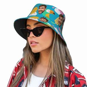 Chapeau de pêcheur personnalisable et amusant, design feuille dessinée à la main, chapeau bob personnalisé avec photo pour hommes et femmes, usage quotidien - Product Image 4