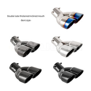 Terminali di <span class=keywords><strong>Scarico</strong></span> Yuechi Auto Parts, <span class=keywords><strong>Doppio</strong></span> Tubo Silenziatore, Tubo di <span class=keywords><strong>Scarico</strong></span> in Acciaio Inox Colore Canna di Fucile, 63mm 2.5 Pollici, Adattamento Universale - Product Image 3