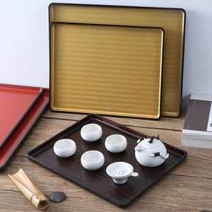Plateau carré bicolore imitation bambou tressé, plateau à thé, plateau à café, assiette de service, service alimentaire hôtelier, résistant aux chutes SJ-7054 - Product Image 1