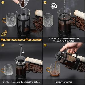 Presse à café française en acier inoxydable 1L <span class=keywords><strong>Verre</strong></span> borosilicate haute résistance Presse à café française manuelle - Product Image 5