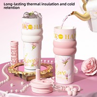 Gobelet isotherme en acier inoxydable 316 à motif floral, grande capacité, isolation thermique 6-12 heures, design moderne et minimaliste